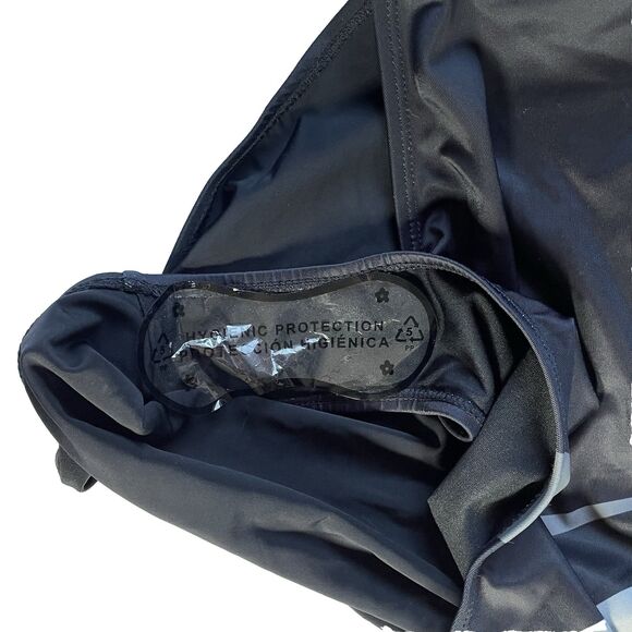 Women's one piece swimsuit block color black and white large simple bathing suit - Picture 9 of 16